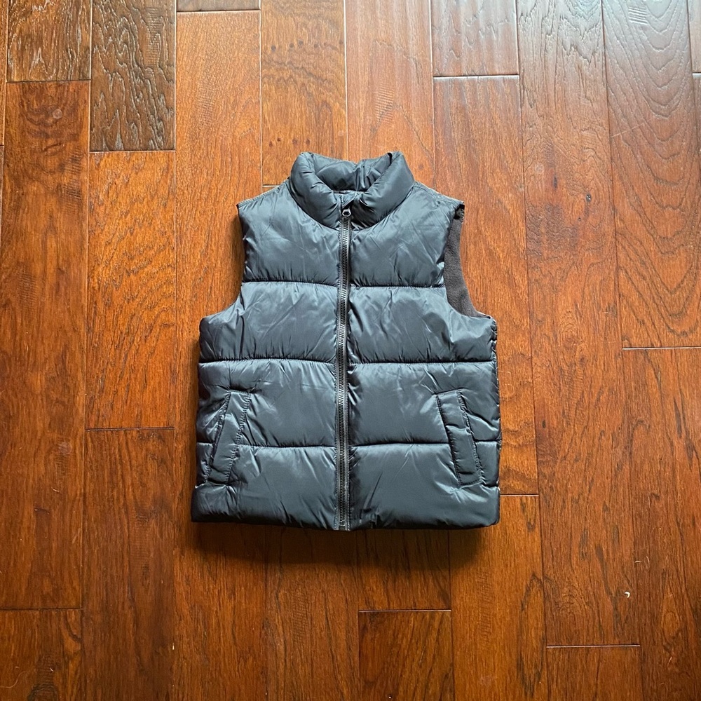 Old Navy Black Puffer Gilet Vest with Cotton Flannel Lining
